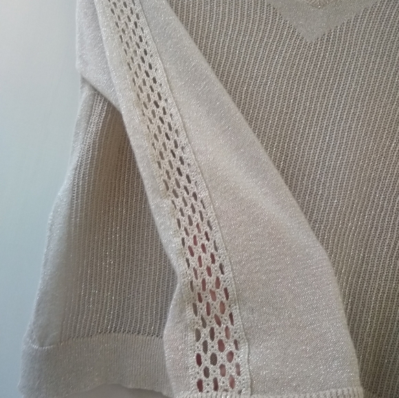 Lucky Brand Women's Platinum Silvery Sparkle Layered Sweater Small - Picture 4 of 9